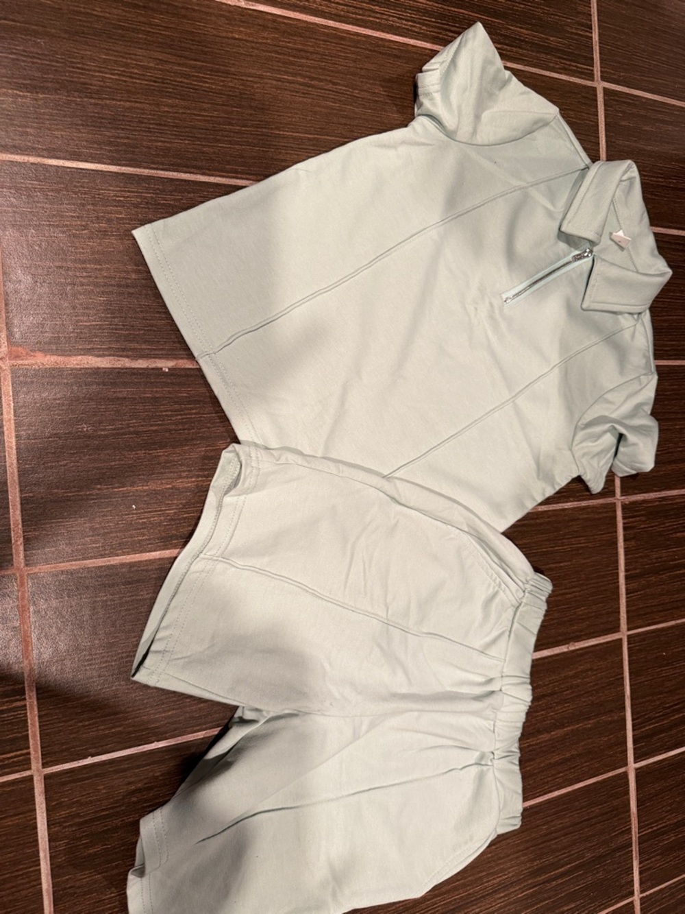 SHEIN Light Mint Green Kids Matching Set - Short Sleeve Top & Shorts
